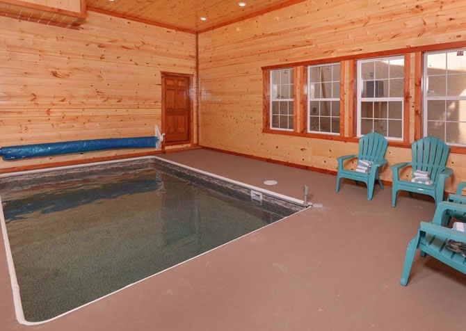 Pigeon Forge cabin rental Pick's Place indoor pool area
