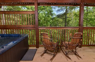 Pigeon Forge Cabin- Along The Right Path – Outdoor Hot Tub Seating Area