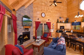 Pigeon Forge Cabin- American Bear Cabin – Living Room - Dining Room - Kitchen