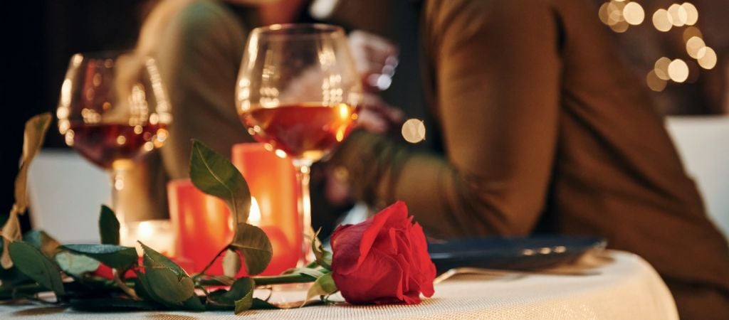 Wine Glasses at a Romantic Dinner