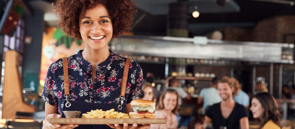 Portrait of a Waitress Serving Food